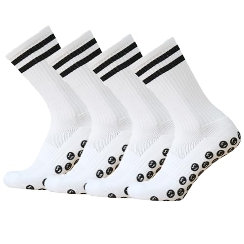 Jefshon 2 Paare Fußballsocken für Herren Damen Sportsocken Fussball Socken Anti Rutsch Grip Fußball Socken 39-46 Rutschfeste Sportsocken für Fussball Basketball Outdoor Sport Laufsocken von Jefshon