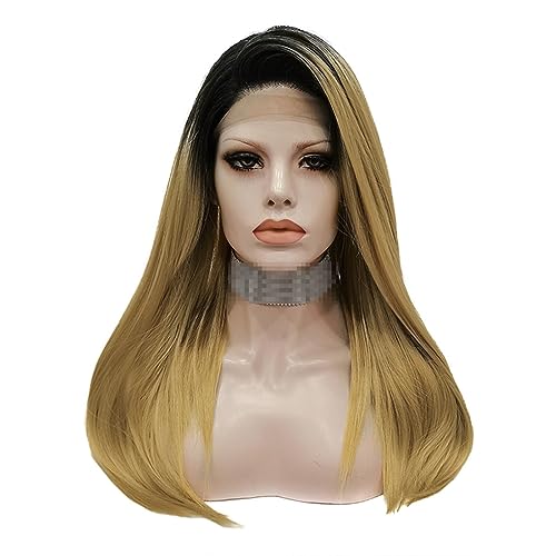 Blonde Perücke, Synthetische Spitze-Front-Perücke, Glattes Haar, Hochtemperaturfaser, Tägliches Tragen, Perücke Für Schwarze Frauen, 50,8 Cm von Jegsnoe