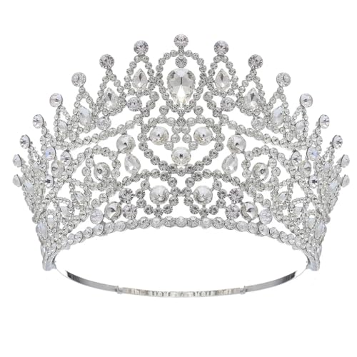 Brautkrone, Haarschmuck, Silberne Tiaras Und Kronen Für Frauen, Bühnenshow-Tiaras, Große Accessoires Mit Rundem Kopf von Jegsnoe