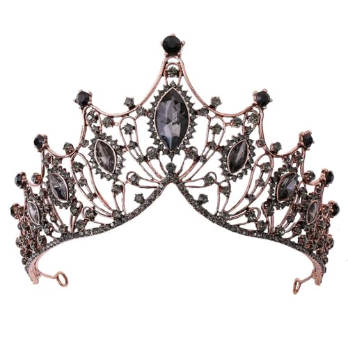 Elegantes Lila Schwarzes Kristall-Schmuckset, Luxuriöses Hochzeits-Kronen-Tiara, Halskette, Ohrringe, Braut-Set von Jegsnoe
