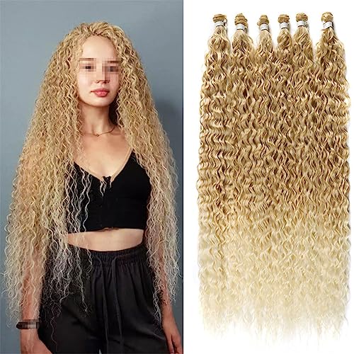 Frauen Verworrene Lockige Haar Bundles Synthetische Haar Extensions Blonde Zwei Ton Farbe Haarwebart Bundles Dicke 300G Für Frauen von Jegsnoe