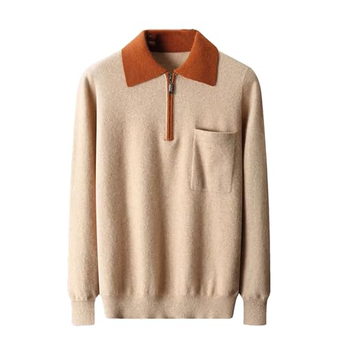 Jegsnoe 100% Reiner Kaschmir Pullover Herren Strickpullover Mit Polokragen Khaki XXL von Jegsnoe