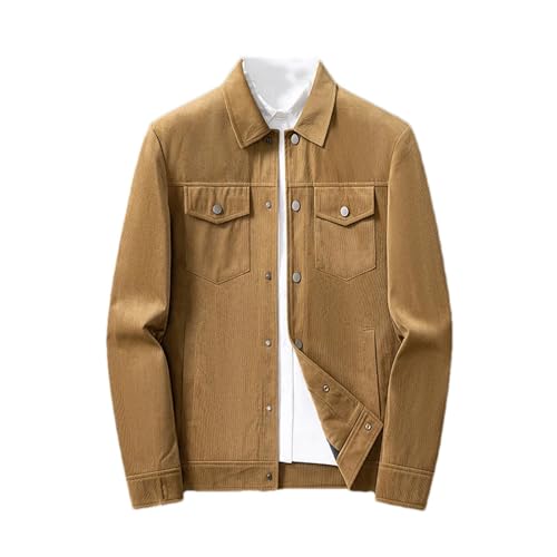 Jegsnoe Herren Business Jacke Cord Slim Fit Vintage Mantel Mode Herren Frühling Herbst Casual Jacken Khaki XL von Jegsnoe
