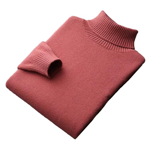 Jegsnoe Herren Pullover Kaschmir Pullover 100% Reine Wolle Strickpullover Modischer Pullover Mit Hohem Revers Red Bean Paste XXL von Jegsnoe