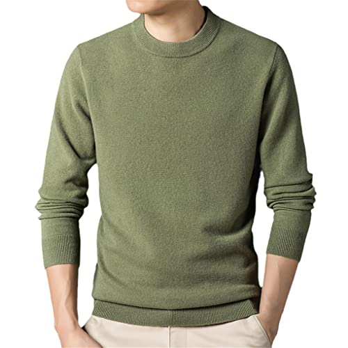 Jegsnoe Herren Pullover Winter Kaschmir Pullover Boden Pullover Rundhalsausschnitt Warmer Verdickter Pullover Bean Green XXL von Jegsnoe