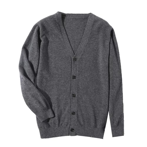 Jegsnoe Herren Strickjacke Aus Kaschmir Mit V-Ausschnitt Wollpullover Freizeitmantel Gray 3XL von Jegsnoe