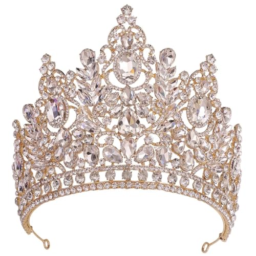 Luxuriöse Kristallbraut-Hochzeitskrone, Große Strass-Königin-Krone, Tiara, Party-Haar-Accessoire von Jegsnoe