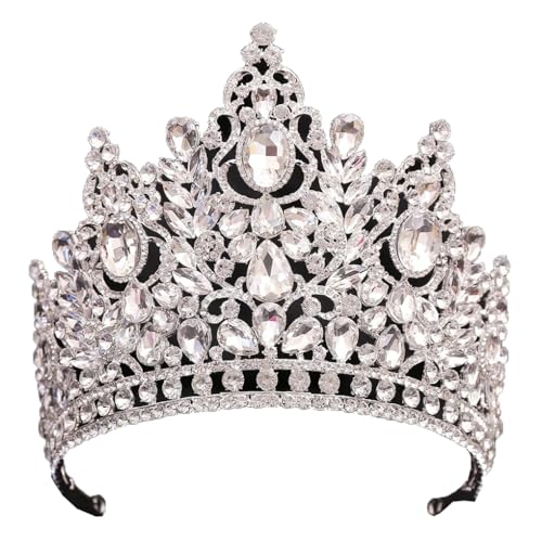 Luxuriöse Kristallbraut-Hochzeitskrone, Große Strass-Königin-Krone, Tiara, Party-Haar-Accessoire von Jegsnoe