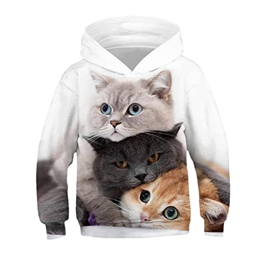 Mode Katze Hoodies Teen Mädchen Jungen 3D Gedrucktes Kapuzen-Sweatshirt Kinder Lose Pullover Kinder Streetwear tyw-3830 9T von Jegsnoe