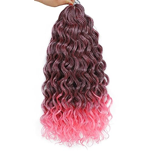 Ocean Wave Flechten Haarverlängerungen Tiefes Gewelltes Twist Häkelhaar Synthetische Afro Lockige Hawaii Ombre Rosa Häkelzöpfe Für Frauen von Jegsnoe