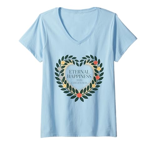 Damen Jehovah's Witness 2026 Convention Eternal Happiness JW ORG T-Shirt mit V-Ausschnitt Damen Jehovah's Witness 2026 Convention Eternal Happiness JW ORG T-Shirt mit V-Ausschnitt von Jehovah Witnesses Gifts Pioneer Gifts JW Gift Shop