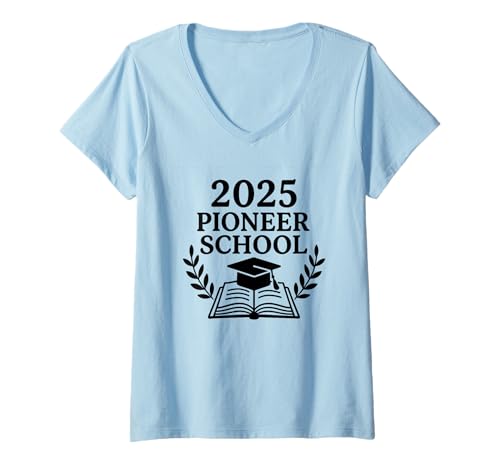 Damen Pioneer School 2025 JW Gifts Pioneer Gift Jehovahs Witnesses T-Shirt mit V-Ausschnitt Damen Pioneer School 2025 JW Gifts Pioneer Gift Jehovahs Witnesses T-Shirt mit V-Ausschnitt von Jehovah Witnesses Gifts Pioneer Gifts JW Gift Shop