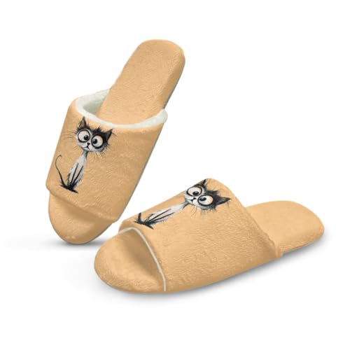 Jeiento 2 Paar Katze Tier Pantoffeln für Frauen Männer Warme Winterschuhe Open Toe Weiche Haus Pantoffel Anti-Skid Home Interieur Hotel Schlafzimmer Schuhe,36-38 EU von Jeiento