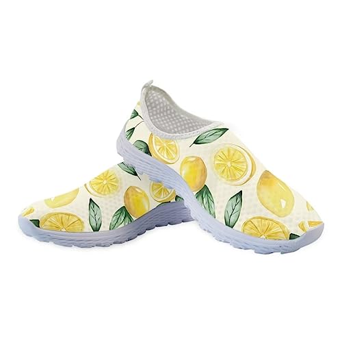 Jeiento Athletic Running Shoes for Women Men Breathable & Lightweight Mesh Workout Fashion Tennis Shoes Non-Slip Footwear Trainers, Yellow Lemone., 40 EU von Jeiento