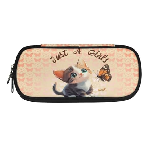 Jeiento Axolotl Federmäppchen mit Cartoon-Motiv, für Studenten, Schreibwaren, Stifthalter, Schreibtisch-Organizer mit Reißverschluss, tragbares Federmäppchen für Schule, Bürobedarf, Schöne Katze von Jeiento