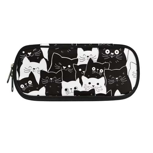 Jeiento Axolotl Federmäppchen mit Cartoon-Motiv, für Studenten, Schreibwaren, Stifthalter, Schreibtisch-Organizer mit Reißverschluss, tragbares Federmäppchen für Schule, Bürobedarf, Schwarz-weiße von Jeiento