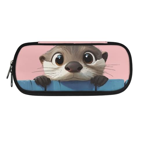 Jeiento Axolotl Federmäppchen mit Cartoon-Motiv, für Studenten, Schreibwaren, Stifthalter, Schreibtisch-Organizer mit Reißverschluss, tragbares Federmäppchen für Schule, Bürobedarf, otter von Jeiento