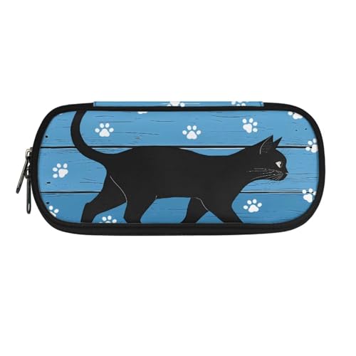 Jeiento Axolotl Federmäppchen mit Cartoon-Motiv, für Studenten, Schreibwaren, Stifthalter, Schreibtisch-Organizer mit Reißverschluss, tragbares Federmäppchen für Schule, Bürobedarf, schwarze katze von Jeiento