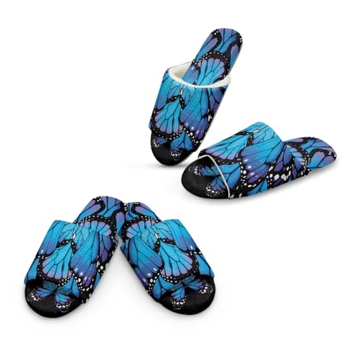 Jeiento Blue Butterfly Print Frauen offene Zehe Pantoffeln Indoor Outdoor Schuhe offene Zehe Schlafzimmer Pantoffel Leichte bequeme Spa Pantoffel,40-52 EU von Jeiento
