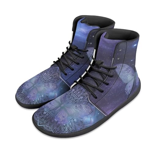 Jeiento Butterfly Schuhe Damen Mandala Blume Barfußschuhe High Top Wide Toe Box Schuhe Galaxy Butterfly Walking Schuhe Trainer Laufschuhe,38 EU von Jeiento