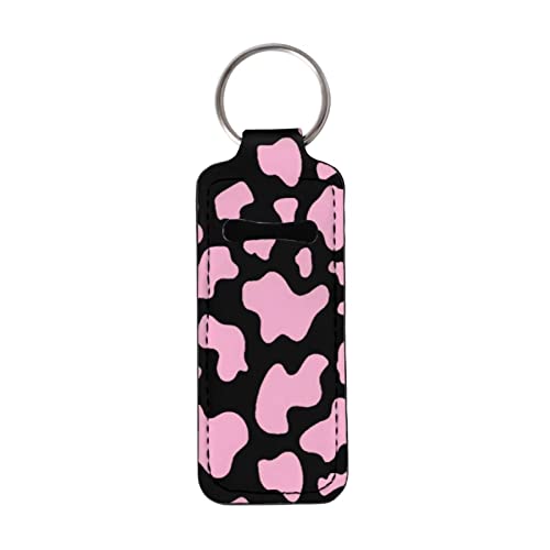 Jeiento Chapstick Schlüsselanhänger Halter Schwarz und Rosa Kuh Print Lipgloss Halter Schlüsselanhänger Clip-on Tasche für Lippenbalsam für Frauen Mädchen von Jeiento