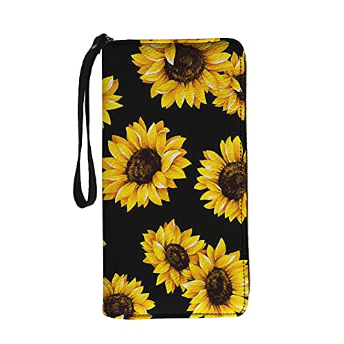 Jeiento Damen-Geldbörse mit großem Fassungsvermögen, mit Reißverschluss, aus Leder, sunflower-black, L, Casual von Jeiento