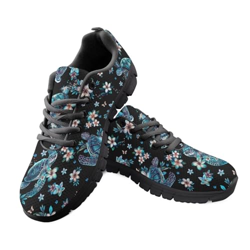 Jeiento Damen-Sneaker, Schnürschuhe, bequem, Netzstoff, Sport, Laufschuhe, flache Arbeitsschuhe, Blaue Hibiskusblüten-Schildkröte, 36 EU Jeiento Damen-Sneaker, Schnürschuhe, bequem, Netzstoff, Sport, Laufschuhe, flache Arbeitsschuhe, Blaue Hibiskusblüten-Schildkröte, 36 EU von Jeiento