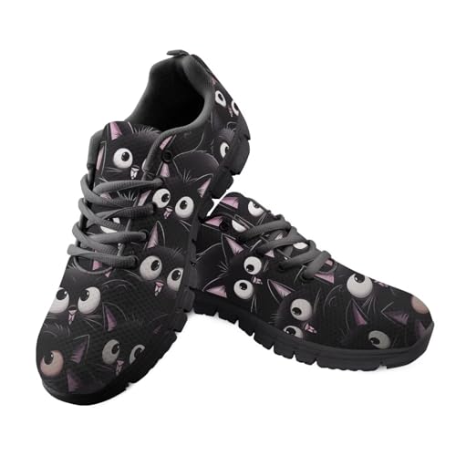 Jeiento Damen-Sneaker, Schnürschuhe, bequem, Netzstoff, Sport, Laufschuhe, flache Arbeitsschuhe, schwarze katze, 42 EU Jeiento Damen-Sneaker, Schnürschuhe, bequem, Netzstoff, Sport, Laufschuhe, flache Arbeitsschuhe, schwarze katze, 42 EU von Jeiento