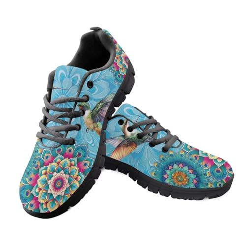 Jeiento Damen-Turnschuhe, Bohemian-Stil, Wanderschuhe, Schnürschuhe, Laufschuhe, flache Arbeitsschuhe, Kolibri Blau Mandala Blumen, 37 EU Jeiento Damen-Turnschuhe, Bohemian-Stil, Wanderschuhe, Schnürschuhe, Laufschuhe, flache Arbeitsschuhe, Kolibri Blau Mandala Blumen, 37 EU von Jeiento