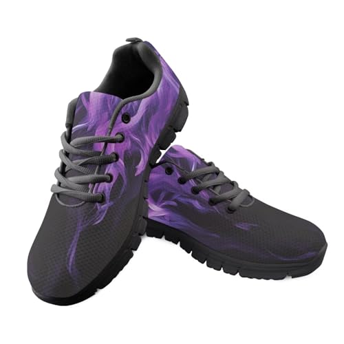 Jeiento Damen-Turnschuhe, Laufschuhe, weiche Polsterung, leicht, athletisch, Sport, Sneaker, lässig, Wanderschuhe für Krankenschwestern, Purple Fire Flame, 38 EU von Jeiento