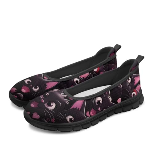 Jeiento Entzückende Katze Walking Sneakers Slip On Loafers Schuhe Leichte Straße Laufen Schuhe Damen Arbeit Flache Schuhe,40 EU von Jeiento