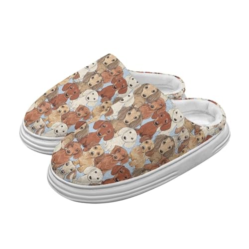 Jeiento Frauen Puppy Theme House Schuhe Winter Memory Foam Plattform Pantoffel Home Schuhe Warme Flannel Pantoffeln mit Bogen Unterstützung,40-41 EU von Jeiento