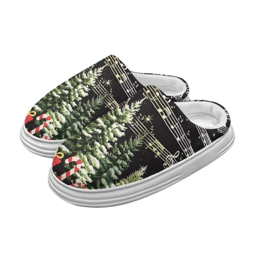 Jeiento Frauen Weihnachtspantoffel Musik Hinweis Weihnachtsbaum Pantoffel mit dicker Sohle Zuhause Schuhe Warm Schließen Zehe rutschfeste weiche Kissen Plüsch fluffige Pantoffel,38-39 EU von Jeiento