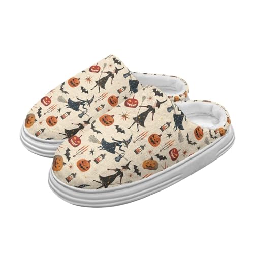 Jeiento Fuzzy Pantoffel für Frauen Lady Halloween Fliegende Hexe Plattform Pantoffel Gemütliche Slip-on Schlafzimmer Pantoffeln mit warmem Fleece gefüttert, Indoor Outdoor Schuhe,40-41 EU von Jeiento