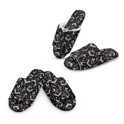 Jeiento Gemütliche Memory Foam Open Toe Pantoffeln Halloween Bat Spider Web House Pantoffeln 2 Paar Anti-Rutsch Warme Gemütliche Pantoffel für Spa Hotel Reisen,36-48 EU von Jeiento