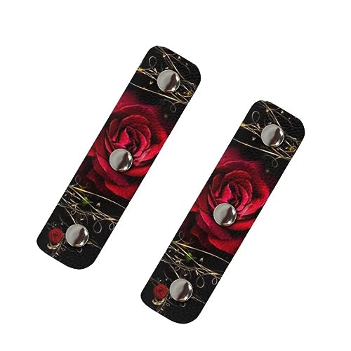 Jeiento Gepäckanhänger Weiches Leder Gepäckgriff Wraps Set von 2 Rot Gothic Rose Stilvolle Handtasche Griffe Anti-Snap Handschuhe für Frauen Brieftasche Tragetasche Koffer von Jeiento