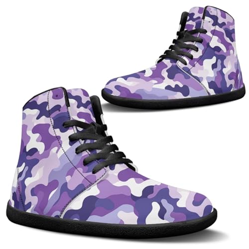 Jeiento Herren Barfuß Lila Camouflage Schuhe Zero Drop Sole Trail Running Sneakers Weite Toe Box,45 EU von Jeiento