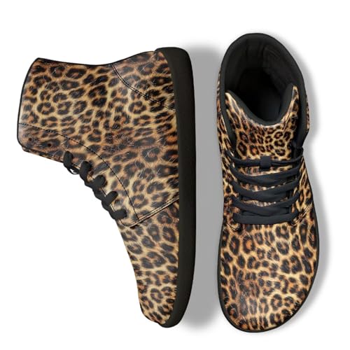 Jeiento Herren Casual Leder Lace Up Braun Geparden Print High Top Outdoor Walking Sneakers Slip-on Leicht rutschfest,43 EU Jeiento Herren Casual Leder Lace Up Braun Geparden Print High Top Outdoor Walking Sneakers Slip-on Leicht rutschfest,43 EU von Jeiento