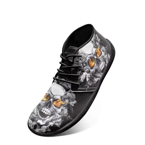 Jeiento Herren Gothic Skull Walking Schuhe Wide Toe Barfußschuhe Zero Drop Casual Sneakers, Gothic Smoke Skull, 46 EU von Jeiento