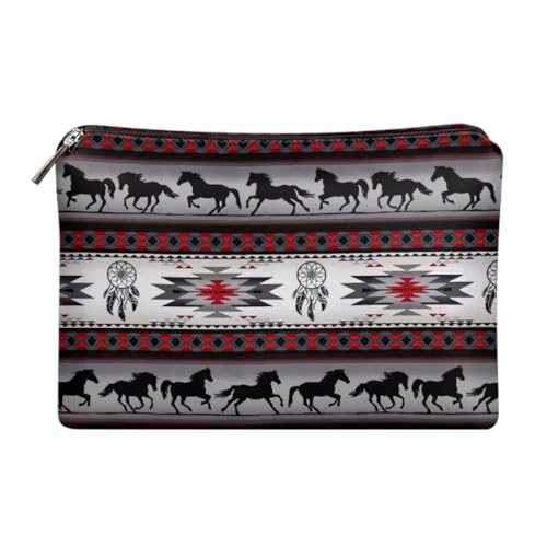 Jeiento Leder Reise Kosmetiktaschen Wasserdichte Kosmetik Pinsel Tasche mit Reißverschluss für Frauen Mädchen Reißverschluss Reise Tasche Multifunktions Fall, Aztec Tribal, Reisetasche von Jeiento