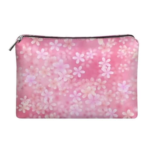 Jeiento Leder Reise Kosmetiktaschen Wasserdichte Kosmetik Pinsel Tasche mit Reißverschluss für Frauen Mädchen Reißverschluss Reise Tasche Multifunktions Fall, Rosa Sakura, Reisetasche von Jeiento