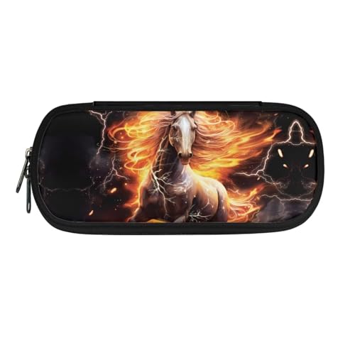Jeiento Leichtes Federmäppchen für Mädchen, Schreibtisch-Organizer, multifunktionale Organizer-Box für Studenten, Jungen, großes Fassungsvermögen, Federmäppchen, Schreibwarenetui, Feuerpferd, Tier, von Jeiento
