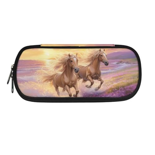 Jeiento Federmäppchen für Jungen, Mädchen, Schüler-Stifttasche mit Reißverschluss, für Schule, Büro, Schreibtisch-Organizer, Laufpferd, Tier, Einheitsgröße, Schulranzen von Jeiento