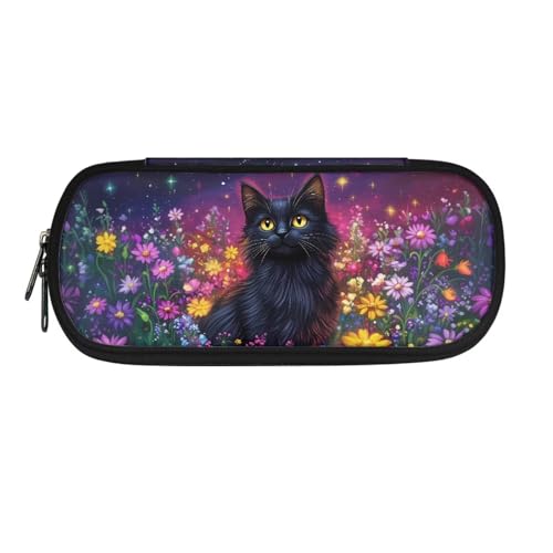 Jeiento Leichtes Federmäppchen für Mädchen, Schreibtisch-Organizer, multifunktionale Organizer-Box für Studenten, Jungen, großes Fassungsvermögen, Federmäppchen, Schreibwarenetui, schwarze katze, von Jeiento