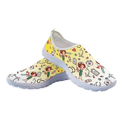 Jeiento Leichtes Wandern für Krankenschwester Schuhe Damen Zahnschuhe Unisex Erwachsene Trainer Wandern Running Turnschuhe für Männer, rutschfest/atmungsaktiv/Slip-On, Krankenschwester Gelb, 43 EU von Jeiento