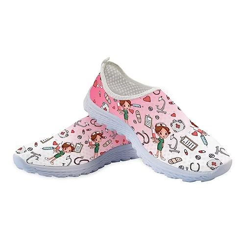 Jeiento Leichtes Wandern für Krankenschwester Schuhe Damen Zahnschuhe Unisex Erwachsene Trainer Wandern Running Turnschuhe für Männer, rutschfest/atmungsaktiv/Slip-On, Krankenschwester Rosa, 39 EU von Jeiento
