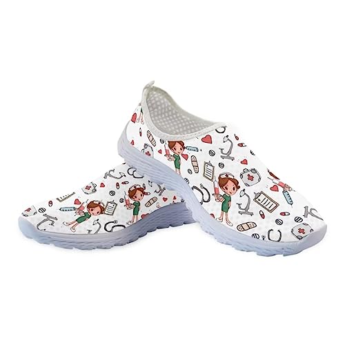 Jeiento Leichtes Wandern für Krankenschwester Schuhe Damen Zahnschuhe Unisex Erwachsene Trainer Wandern Running Turnschuhe für Männer, rutschfest/atmungsaktiv/Slip-On, Krankenschwester Weiß, 41 EU von Jeiento