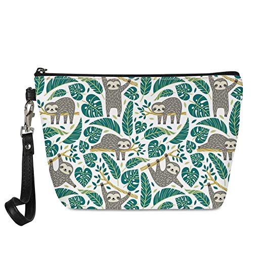 Jeiento Make-up-Tasche, kleiner Organizer für Geldbörse für Damen und Mädchen, Leder, Clutch, Kosmetiktasche, Mini-Reise-Toilettenartikel, tragbare Reise-Accessoires, Faultier Baby, Large von Jeiento