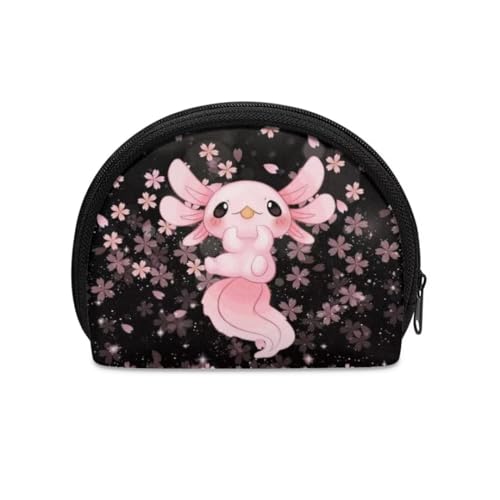 Jeiento Mini-Geldbörse für Damen und Kinder, Mini-Geldbörse, Münztasche, universelle kleine Aufbewahrungstasche, weiche Reißverschlusstasche, perfekt für Ihren Stil, Niedliche Axolotl rosa von Jeiento