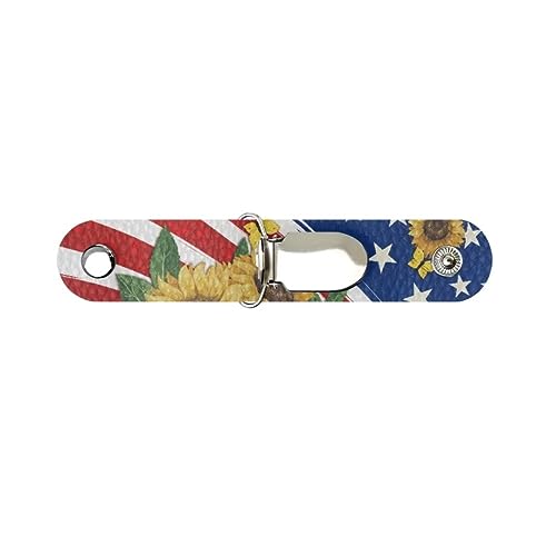 Jeiento PU-Leder-Hutclip für Gepäck, Handtasche, modischer Hut-Halter, Clip für Reisehut, Damen, Sonnenhut, Strandhut-Halter, Amerikanische Flagge Gelbe Sonnenblume, Einheitsgröße, Casual von Jeiento